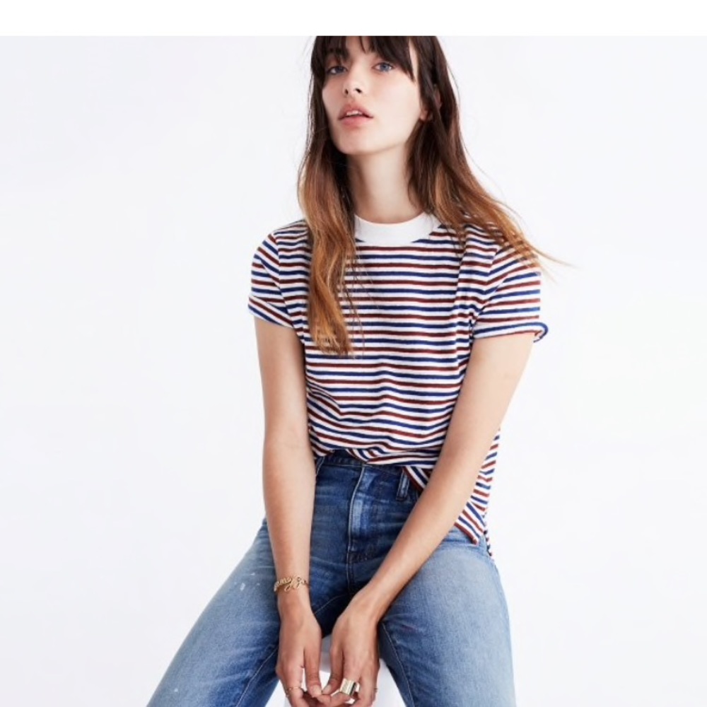 Madewell Retro Tee in stripe, size L